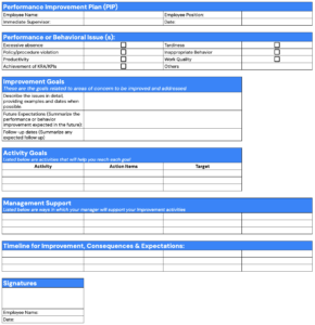 Performance Improvement Plan (PIP) - Template 1